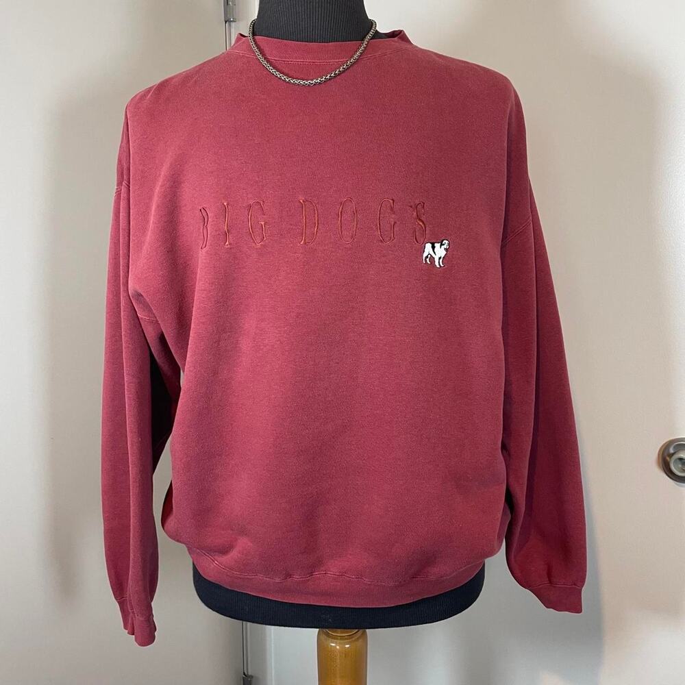 Vintage Big Dogs Embroidered Maroon Medium Crewneck Sweatshirt